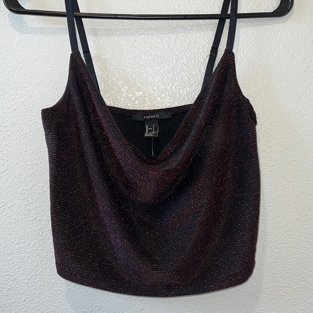 NWT Forever 21 Knit Cami Sparkle Black/Red Small